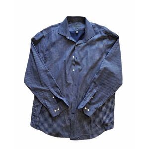 Perry Ellis Dress Shirt Mens Extra Large Size XL Blue Long‎ Sleeve Button Down